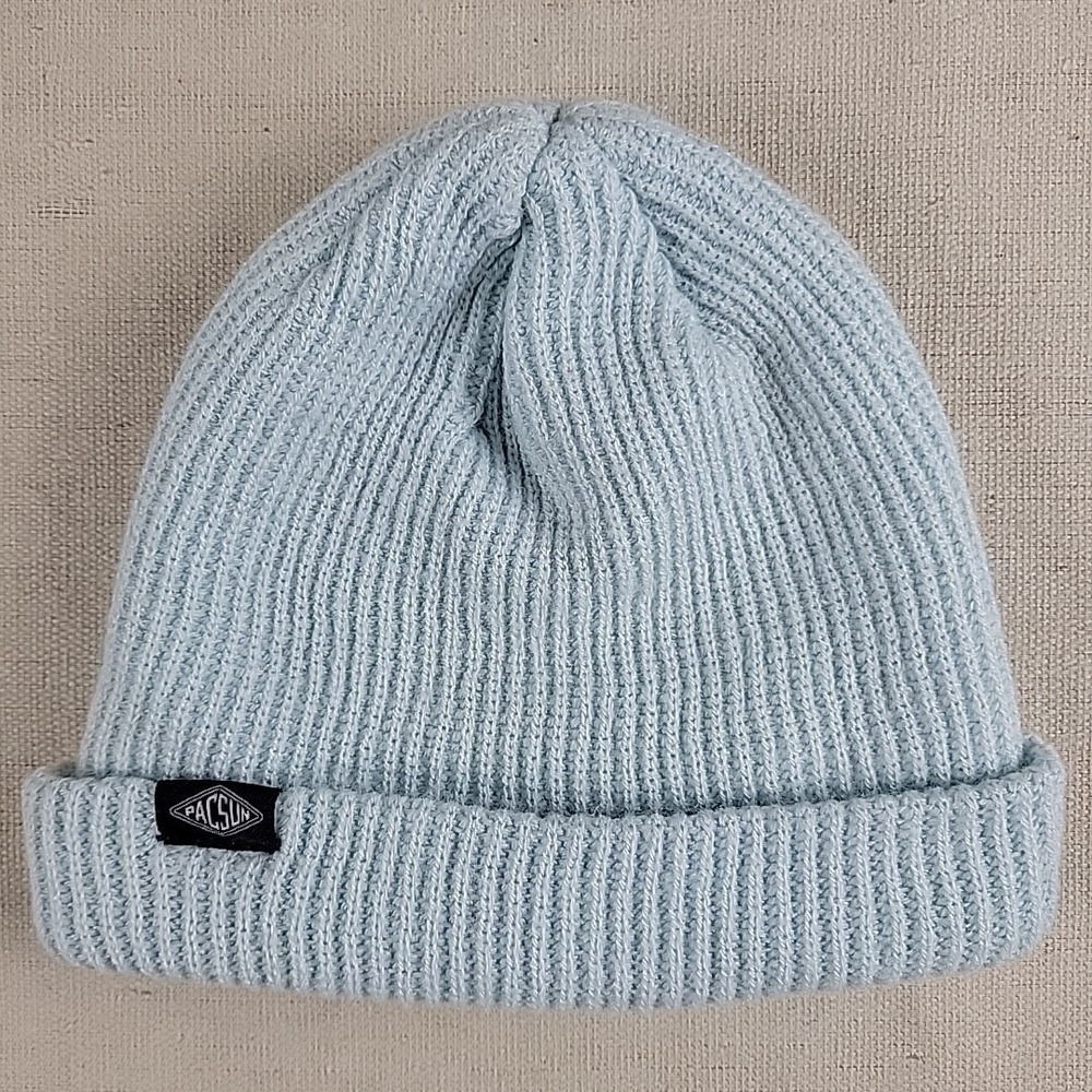 PacSun Light Blue Ribbed Knit Beanie Hat One Size
